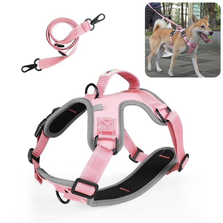 FunAdd Traction Rope Reflective Breathable Nylon Pet Vest Dog Harness, Size: M