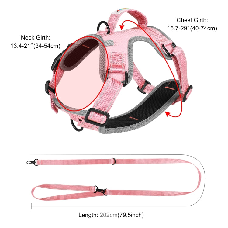 FunAdd Traction Rope Reflective Breathable Nylon Pet Vest Dog Harness, Size: M