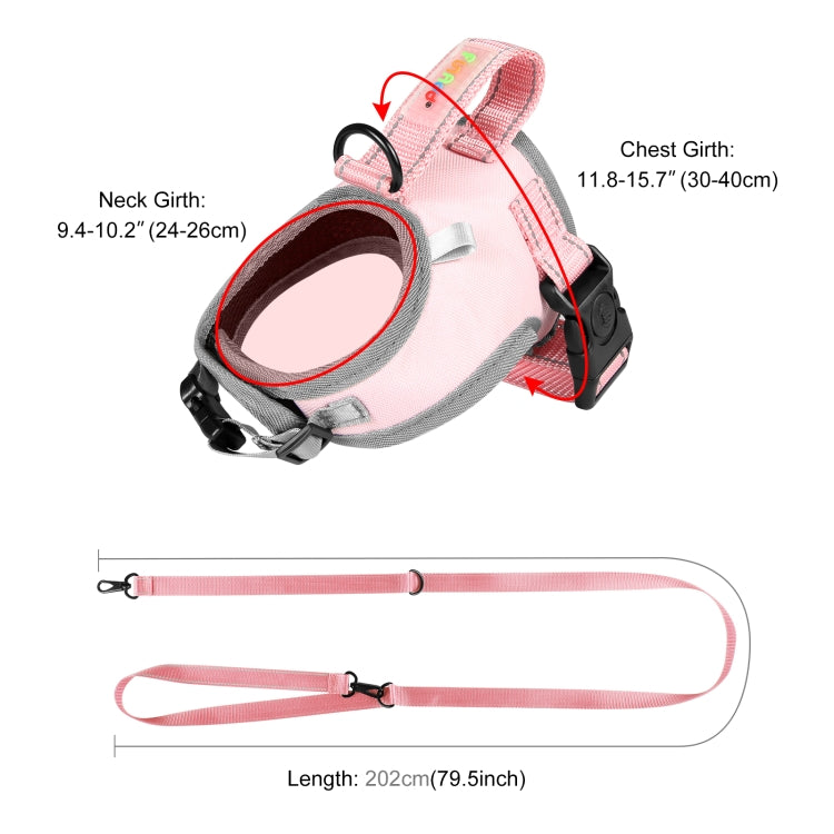 FunAdd Traction Rope Reflective Breathable Nylon Pet Vest Dog Harness, Size: S