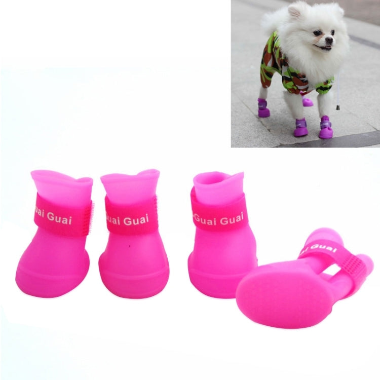 Lovely Pet Dog Shoes Puppy Candy Color Rubber Boots Waterproof Rain Shoes, S, Size: 4.3 x 3.3cm