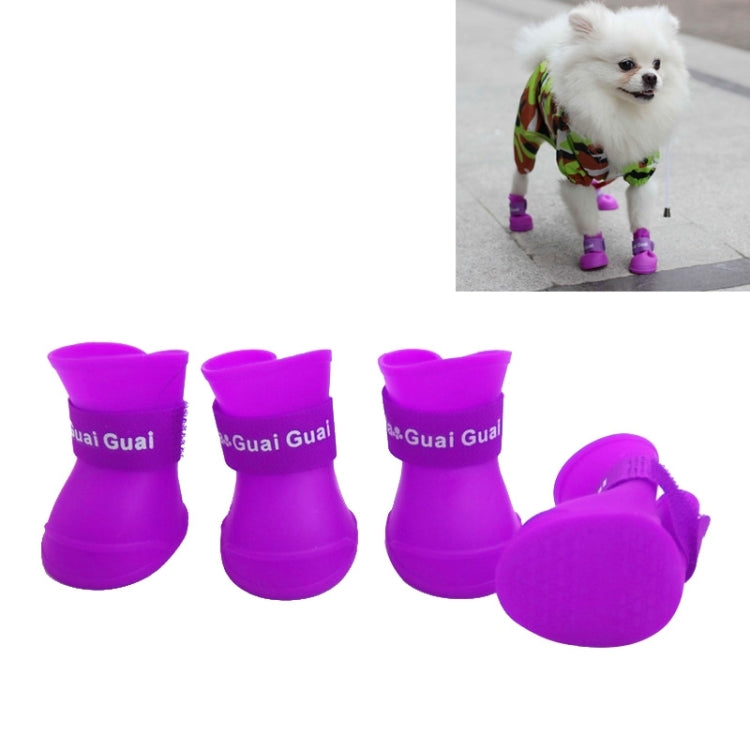 Lovely Pet Dog Shoes Puppy Candy Color Rubber Boots Waterproof Rain Shoes, S, Size: 4.3 x 3.3cm
