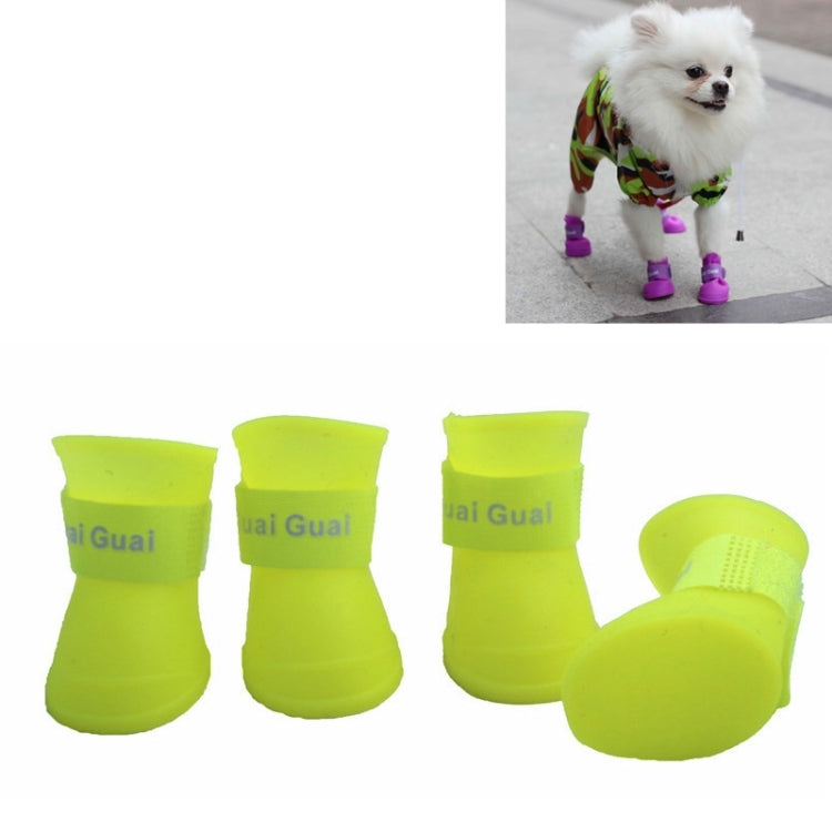 Lovely Pet Dog Shoes Puppy Candy Color Rubber Boots Waterproof Rain Shoes, S, Size: 4.3 x 3.3cm