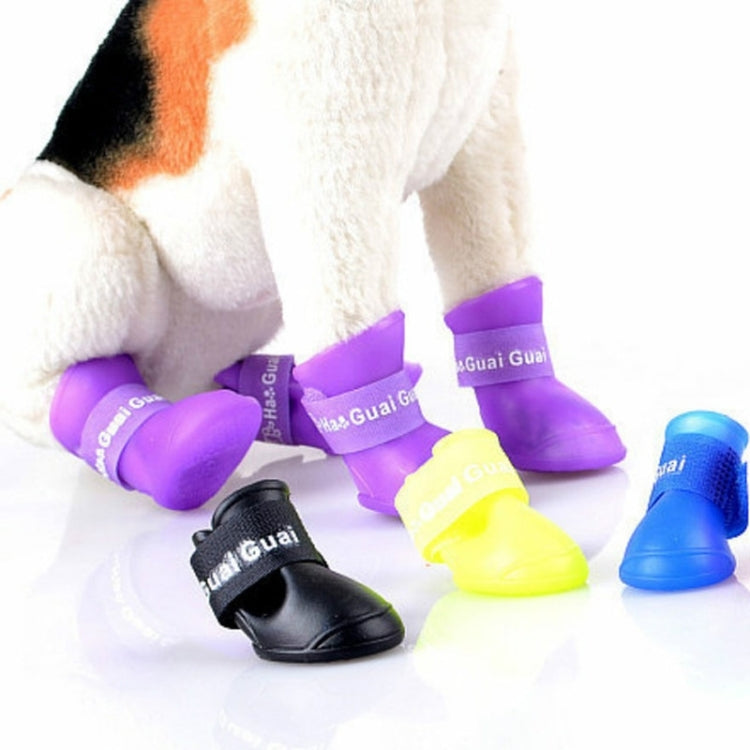 Lovely Pet Dog Shoes Puppy Candy Color Rubber Boots Waterproof Rain Shoes, S, Size: 4.3 x 3.3cm