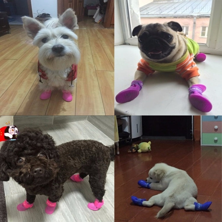 Lovely Pet Dog Shoes Puppy Candy Color Rubber Boots Waterproof Rain Shoes, S, Size: 4.3 x 3.3cm