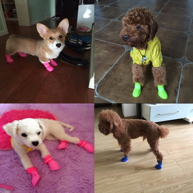 Lovely Pet Dog Shoes Puppy Candy Color Rubber Boots Waterproof Rain Shoes, S, Size: 4.3 x 3.3cm