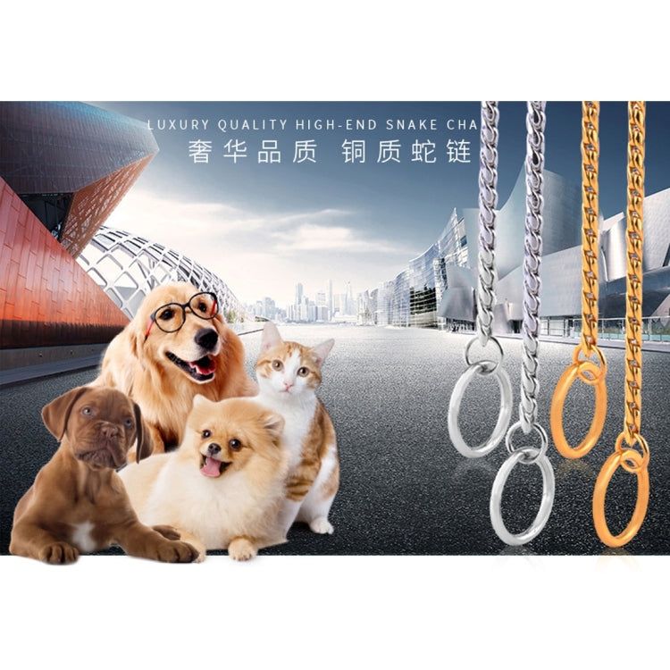 Pet Collars Pet Neck Strap Dog Neckband Snake Chain Dog Chain Solid Metal Chain Dog Collar,Length:35cm