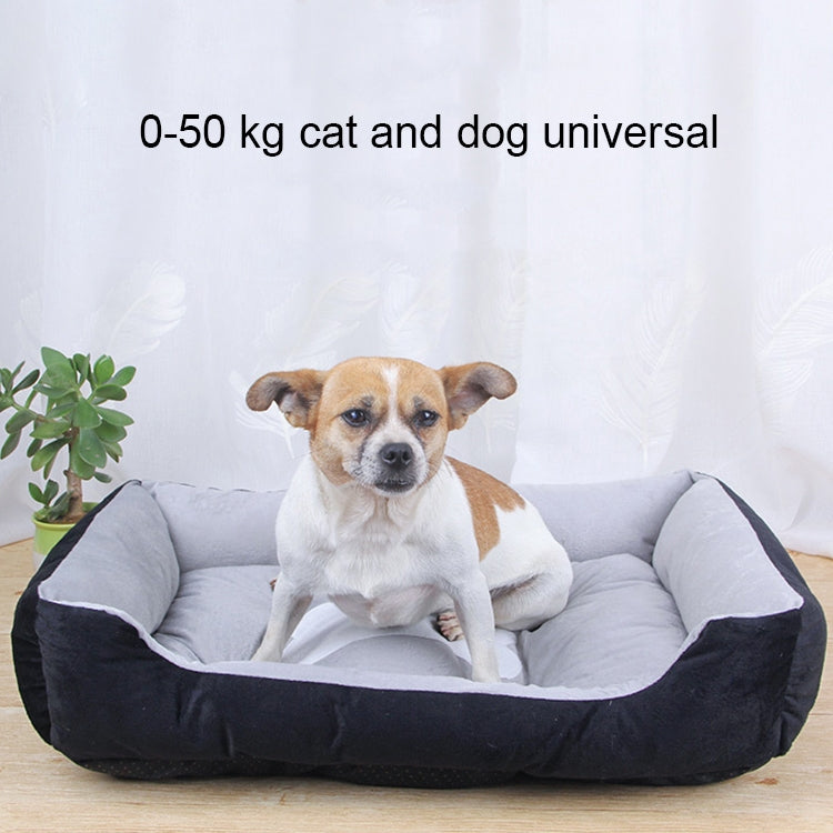 Dog Bone Pattern Big Soft Warm Kennel Pet Dog Cat Mat Blanket, with Rattan Mat & Blanket Size: L, 80×60×15cm