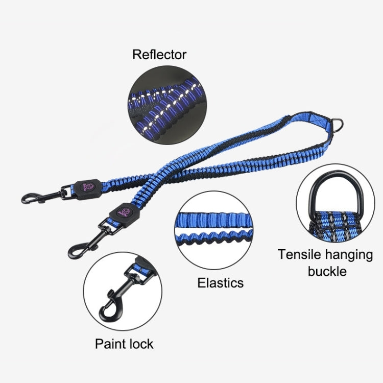 Pet Telescopic Buffer Double Traction Rope Nylon Reflective Braided Rope, Small, Length: 70cm, Random Color Delivery