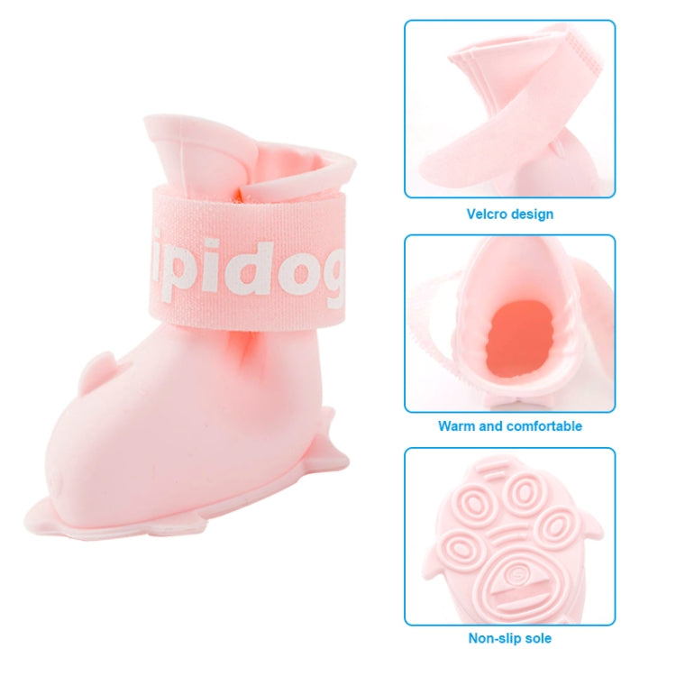 4 PCS/Set Cartoon Dog Shoes Pet Silicone Waterproof Rain Boots