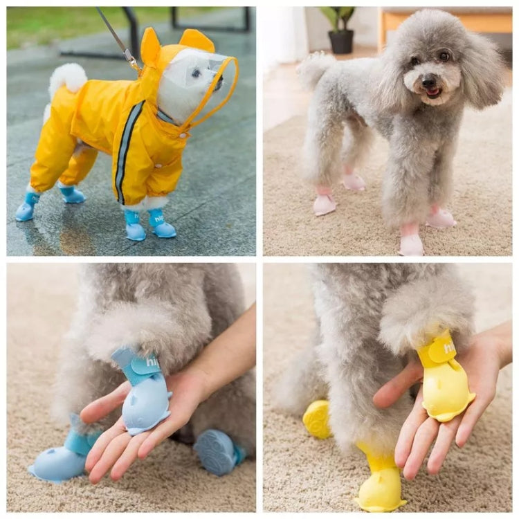 4 PCS/Set Cartoon Dog Shoes Pet Silicone Waterproof Rain Boots