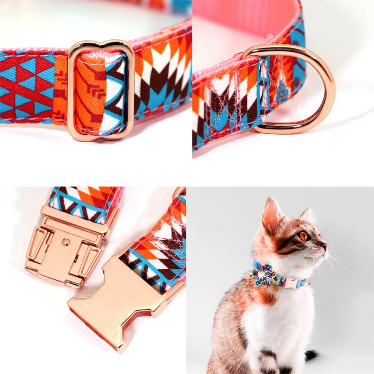 Pet Flower Adjustable Collar Metal Buckle Can be Engraved Dog Collar, Size: