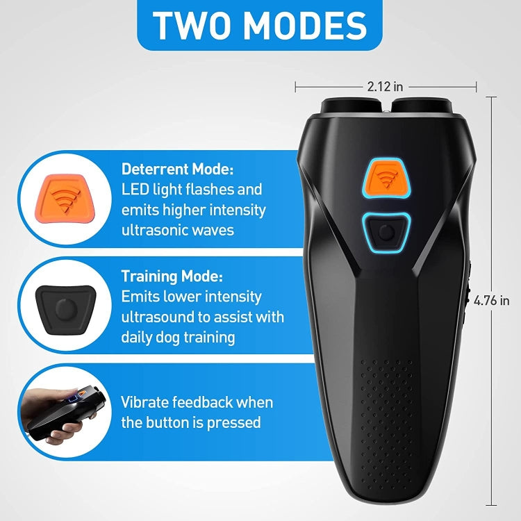 Ultrasonic Dog Repeller Stop Barker Dual Probe High Power Repeller Handheld Dog Trainer