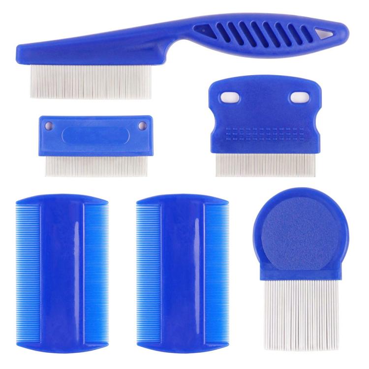 6pcs /Set Pet Flea Comb Stainless Steel Pin Dense Tooth Cat Dog Comb
