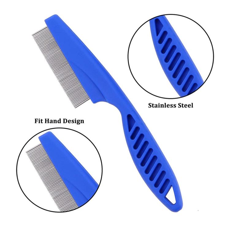 6pcs /Set Pet Flea Comb Stainless Steel Pin Dense Tooth Cat Dog Comb