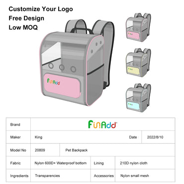 FUNADD Fold Breathable Pet Backpack Outdoor Shoulders Cat Bag