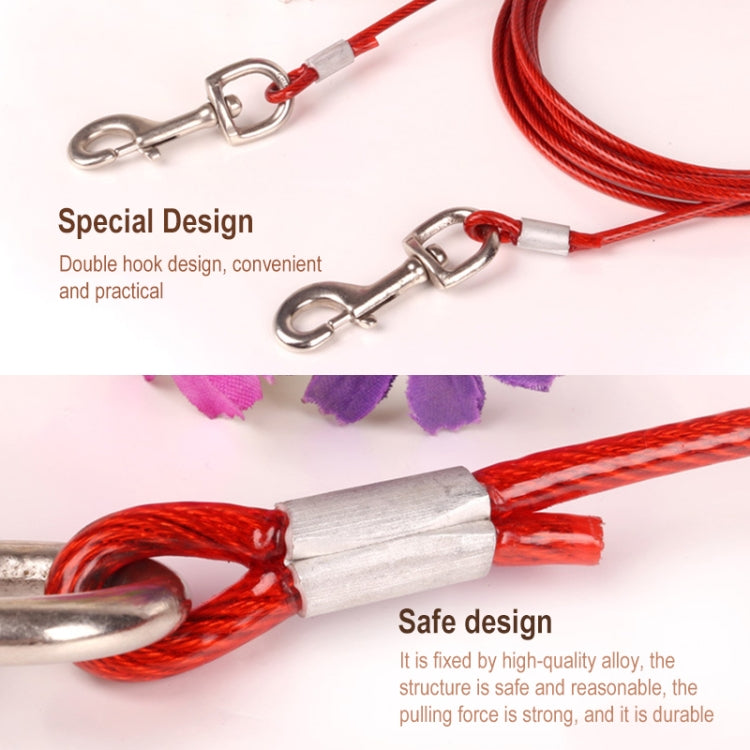 Double-end Steel Wire Rope Pet Dogs 2 in 1 Traction Rope Pet Walking Leads With Handle, Length: 5m,Random Color Delivery