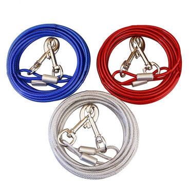 Double-end Steel Wire Rope Pet Dogs 2 in 1 Traction Rope Pet Walking Leads With Handle, Length: 10m,Random Color Delivery