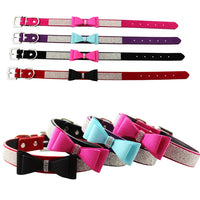Flocking Diamond Studded Bowknot Pet Collar Dog Collar Pet Products, Size: S, 1.5 * 37cm