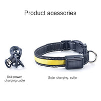 Medium and Large Dog Pet Solar + USB Charging LED Light Collar, Neck Circumference Size: S, 35-40cm