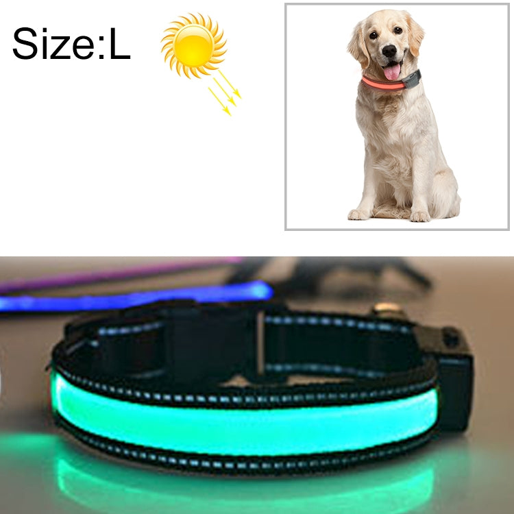 Medium and Large Dog Pet Solar + USB Charging LED Light Collar, Neck Circumference Size: L, 50-60cm