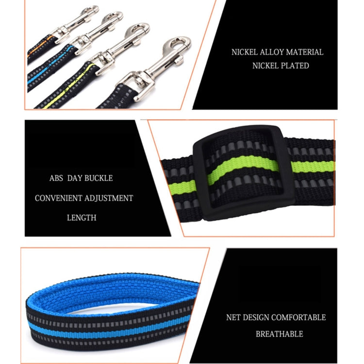 Pet Dogs Nylon Night Reflective Breathable Handheld Traction Lead Leash, Size: M, Adjustable Range: 2.5*(100-140cm)