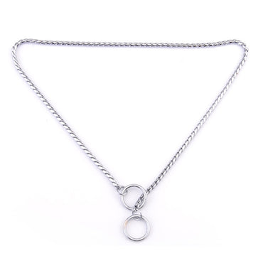 Pet Collars Pet Neck Strap Dog Neckband Snake Chain Dog Chain  Solid  Metal Chain Dog Collar，Length:35cm