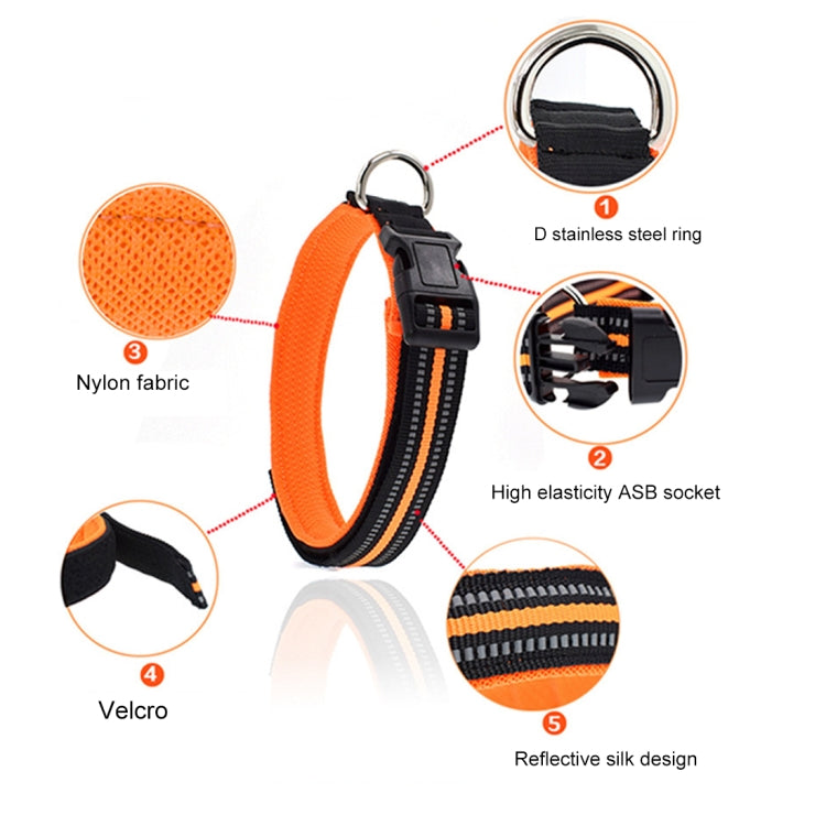 Pet Dogs Polyester Reflective Breathable Pets Collar Traction Lead Leash, Size: L, 2.5*47*54cm