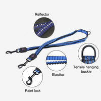 Pet Telescopic Buffer Double Traction Rope Nylon Reflective Braided Rope, Small, Length: 70cm, Random Color Delivery