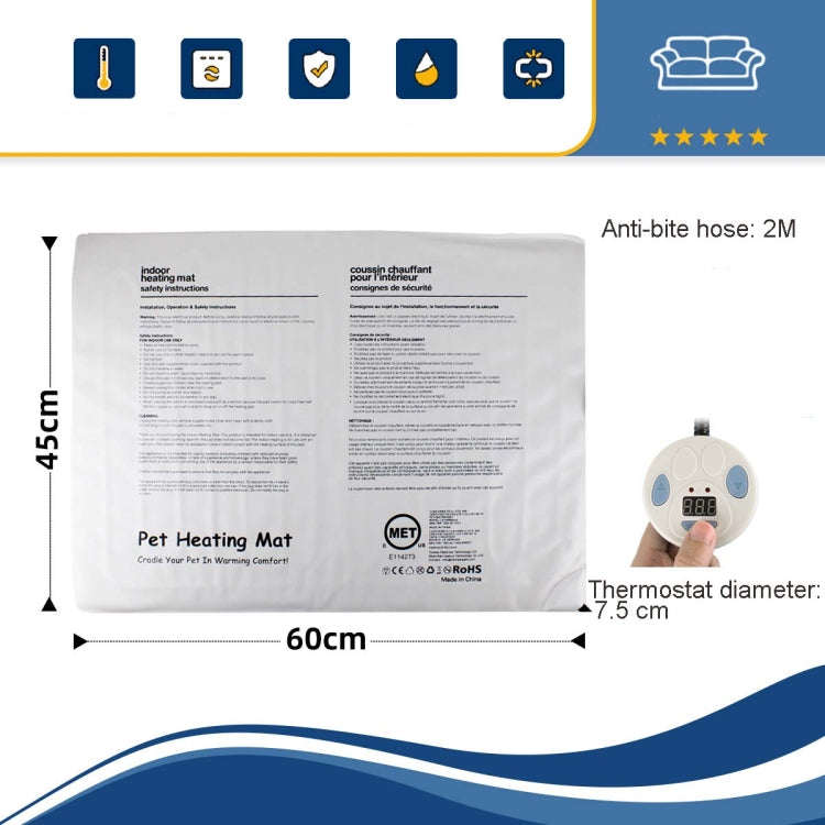 Pet Heating Pad Waterproof and Anti-Scratch Electric Blanket, Size: 60x45cm