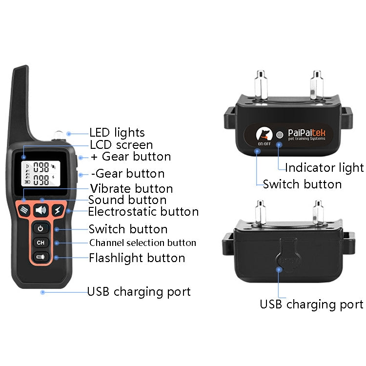 PaiPaitek PD529 Remote Control Dog Training Device Voice Control Anti-Barking Device Dog Training Device