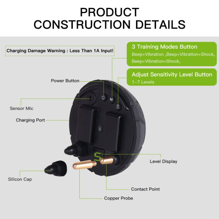 Dog Barking Stopper Sound Vibration Anti-Barking Electric Shock Collar EU Plug