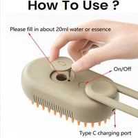 Pet Electric Spray Comb Rechargeable Cat Steamy Grooming Brush Cleaning Tool