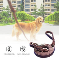 Pet Outing Cowhide Towing Leash Dog Training Harness