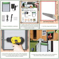 Solar Powered Automatic Chicken Coop Door 4 Modes Automatic Chicken Door with Remote Control