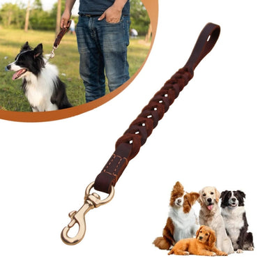 Leather Pet Leash Short Pull Rope Dog Chain