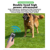 P9 Dual Head Ultrasonic Dog Deterrent Rechargeable Anti-Bark Device with Color Screen, LED Tail Light